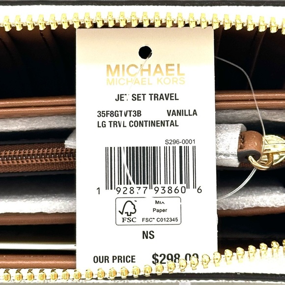 Michael Kors Large Continental Wallet Wristlet Vanilla/Brown - Picture 10 of 10